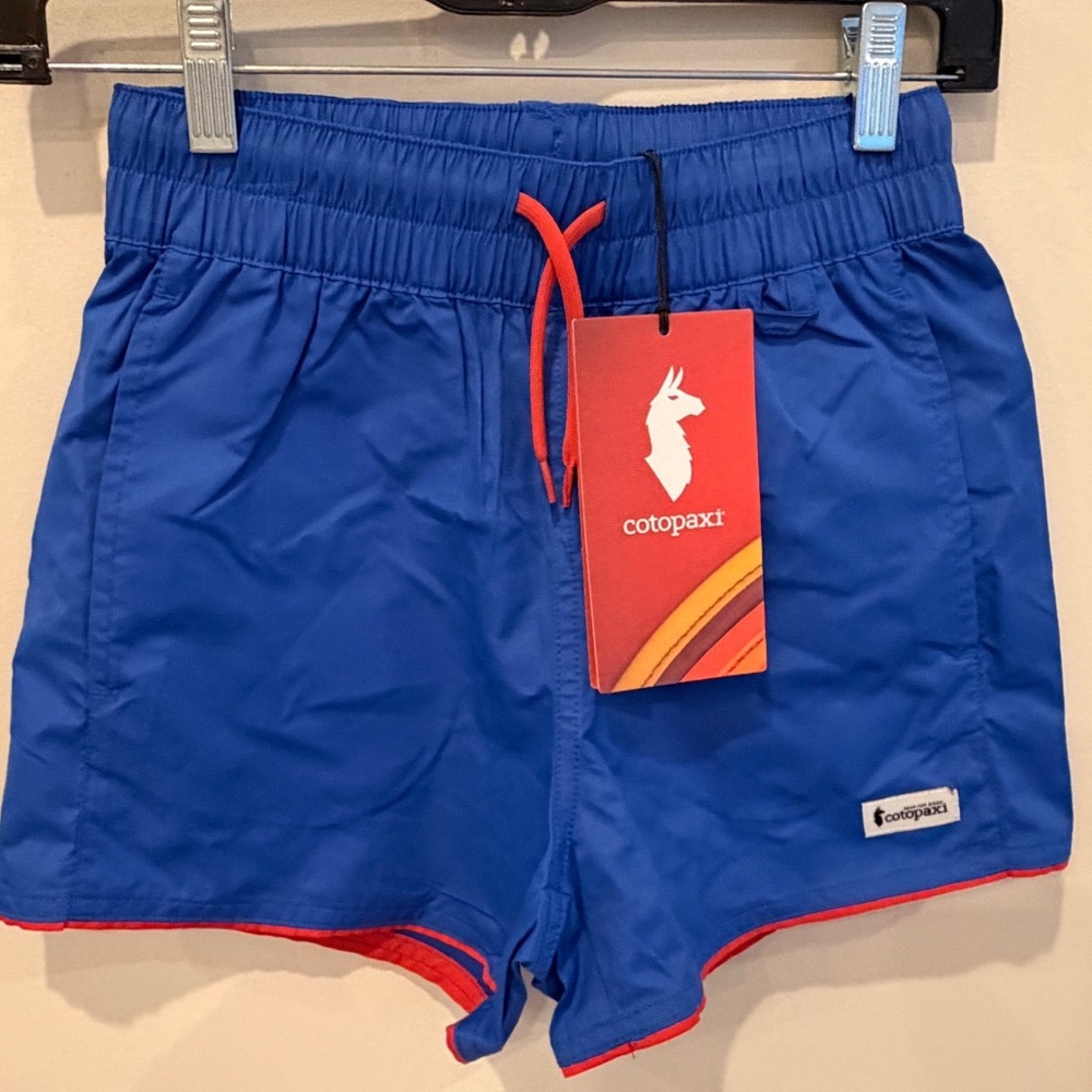 Cotopaxi Kids Cocodrilo Shorts Girls Medium Scuba Blue Blue Red Quick Dry NWT